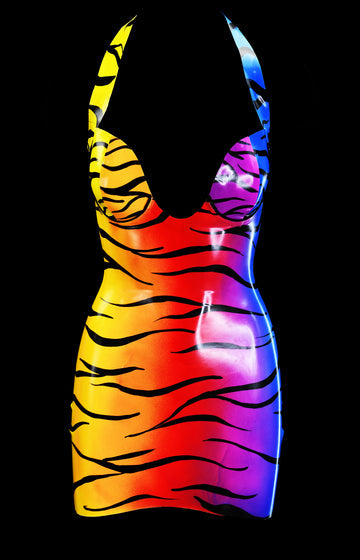 Rainbow Hombre Zebra Latex Dress